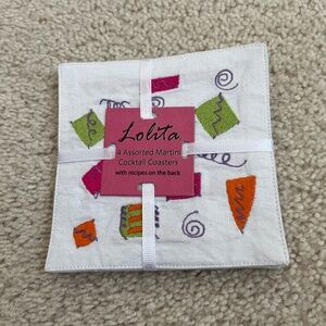 Lolita 4 Assorted Martini Cocktail Coasters with recipes on back